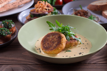 Vegetarian patties of chickpeas with vegetables