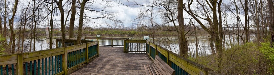 Views of Bridges and Pathways along the Shelby Bottoms Greenway and Natural Area Cumberland River frontage trails, bottomland hardwood forests, open fields, wetlands, and streams, Nashville, Tennessee