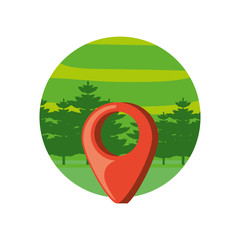 pin location with landscape in frame circular