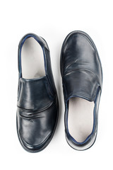 Blue men's shoes on a white background