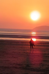 Fototapeta premium Sunset over the beach western super mare England coastline 