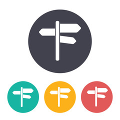 Obraz premium Road sign with different directions illustration. Traveling vector icon