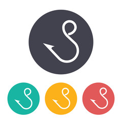 Barbed fish hook illustration. Traveling flat vector icon.