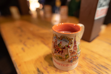 traditional mug cup in the Christmas market. Nuremberg, Germany 