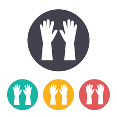 Rubber gloves for washing wall in bathroom or kitchen illustration. Cleaning service vector icon