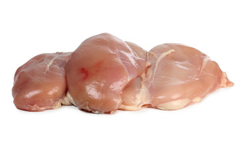 Piece of raw chicken meat on a white background