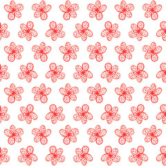 simple seamless pattern watercolor of red flower, painting flower illustration