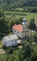 Fototapeta na wymiar Holy Trinity parish church in Barilovicki Cerovac, Croatia