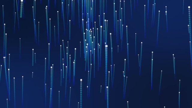Seamless loop file, Flowing Blue beam lines animation, upward