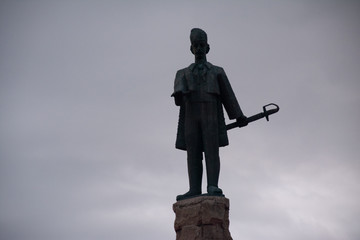 The Avram Iancu square in Cluj in romania with a statue of Avram Iancu