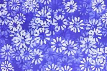 Abstract seamless background of purple net fabric with white flowers