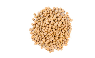 soy bean heap isolated on white background. nutrition. food ingredient.