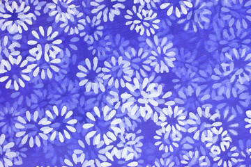 Abstract seamless background of purple net fabric with white flowers