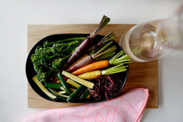 Fresh vegetable on wooden board