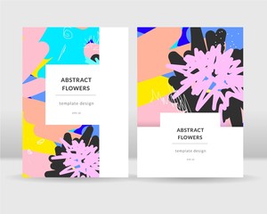 Abstract bright flowers poster template. vector template