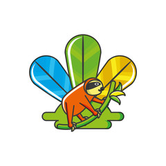 sloth animal with feathers isolated icon