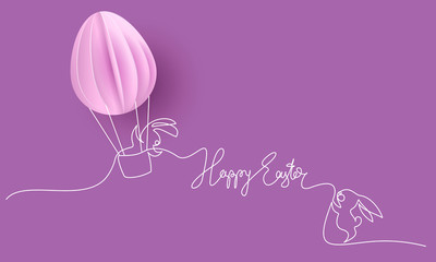 Happy Easter card. Cute rabbit with air balloons