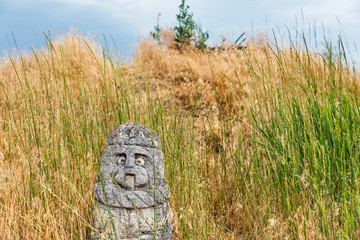 Ancient stone idol of Khortytsia island, Ukraine