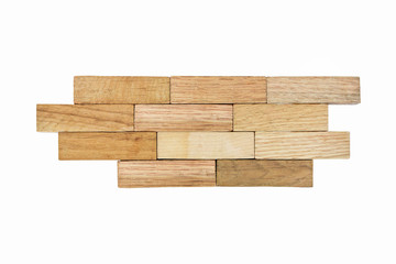 Wood bricks pattern isolated on white background