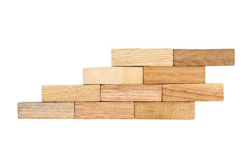 Wood bricks pattern isolated on white background