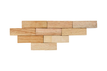 Wood bricks pattern isolated on white background