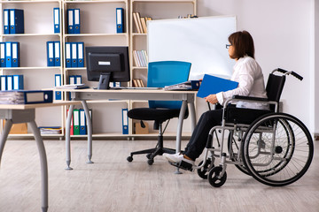 Female employee in wheel-chair at the office  