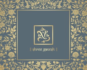 Ganesha, wedding card, royal Rajasthan, India	