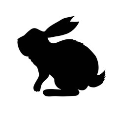 silhouette rabbit - vector illustration