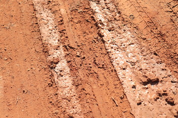 Close up the Dirt Road Texture with Tire Marks