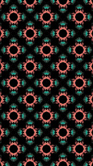 Ornate geometric pattern and abstract multicolored background