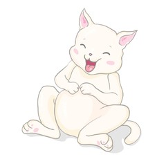 Hand drawn vector illustration of a kawaii funny unicorn cat with slogan phrase i`m cutie. Isolated objects on white background. Line drawing. Design concept for children print.