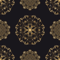 Seamless background with ornament. Floral ornament on background. Template for your design. Wallpaper pattern