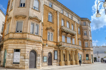 Fototapeta na wymiar A view of the facade of the Verdi theater cinema in Martina Franca, Puglia, Italy