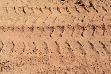 Close up the Dirt Road Texture with Tire Marks