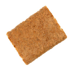 Top view of a single blueberry fig bar isolated on a white background.