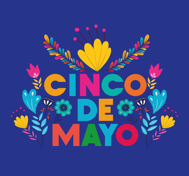 Cinco De Mayo Card With Floral Decoration