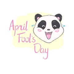 April fool's day message with cute panda