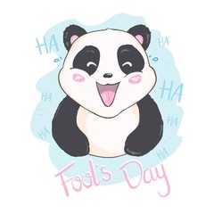 April fool's day message with cute panda