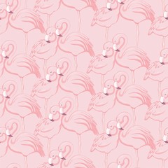 Fototapeta na wymiar Vector seamless pattern with flamingos