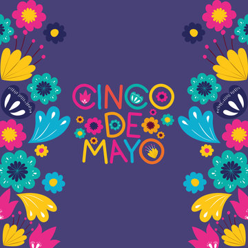 Cinco De Mayo Card With Floral Frame