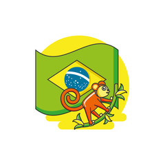 flag of brazil with monkey animal