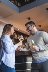 Couple in love in a restaurant