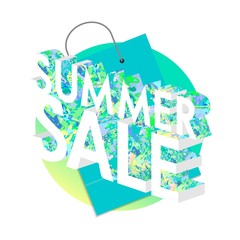 Summer sale concept isometric illustration. 3d typography