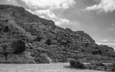 Black and white contrasted mountain slope