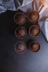 Sweet pastries, muffins and cupcakes on the table
