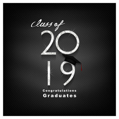 Vector text for graduation silver design, congratulation event, T-shirt, party, high school or college graduate. Lettering Class of 2019 for greeting, invitation card