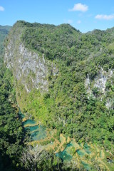 Fototapeta na wymiar Panorama Cascade Semuc Champey Lanquin Guatemala