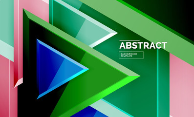 Triangular low poly background design, multicolored triangles