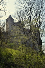 Naklejka premium ruins of old castle on rocks 