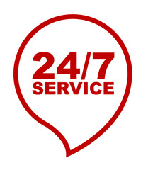 red vector banner 24/7 service